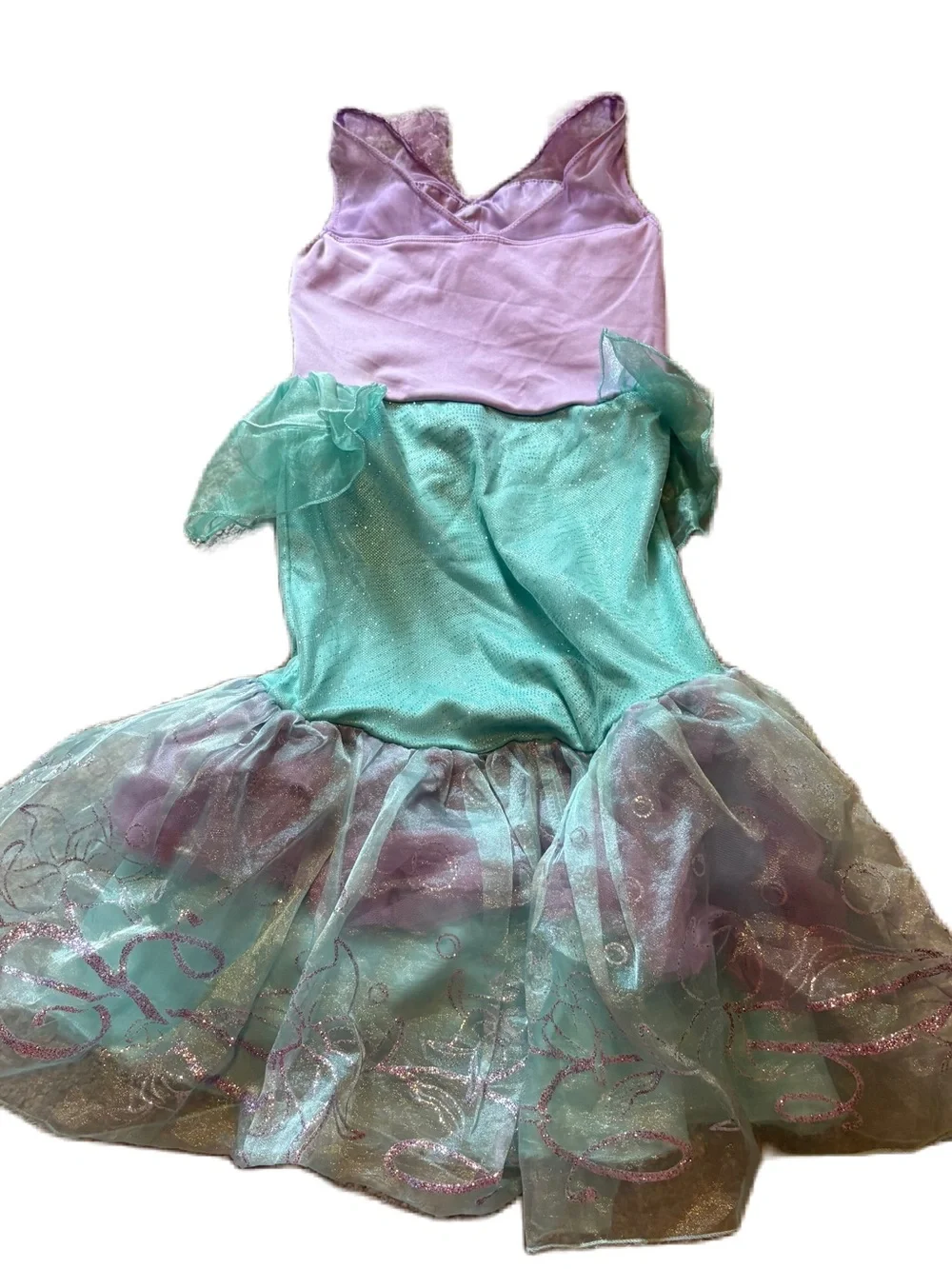 Disney Store Ariel Peplum Mermaid Dress Sz 5/6 Sequin Purple Blue Green